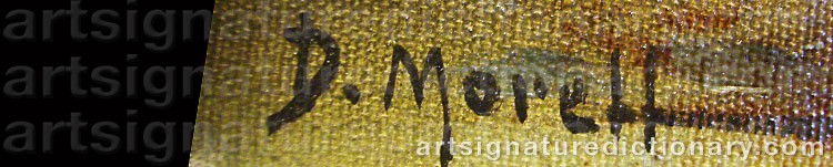 Authentic signature by D. MORETT on artwork