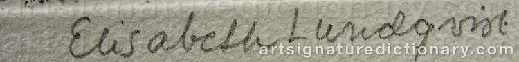 Authentic signature by Elisabeth LUNDQVIST on  artwork