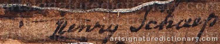 Authentic signature by Hendrik Adolf SCHAEP on artwork
