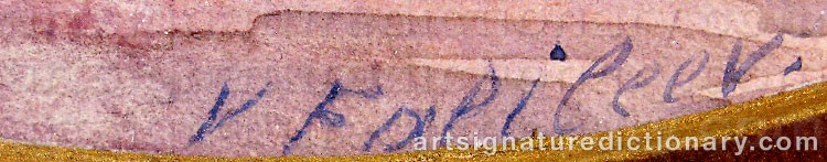 Authentic signature by Vadim Dmitievich FALILEEV on  artwork