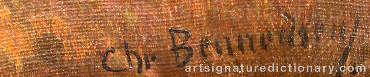 Authentic signature by Jens Christian BENNEDSEN on Painting/Watercolour artwork