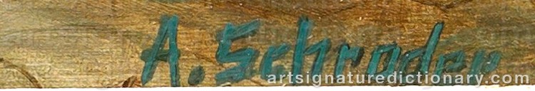 Authentic signature by Albert H. SCHRODER on Painting/Watercolour artwork