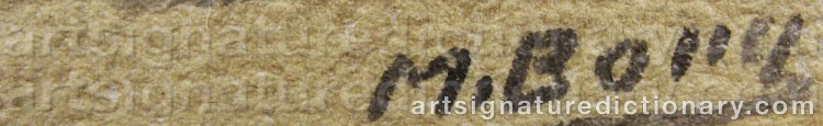 Authentic signature by M. BORG on artwork