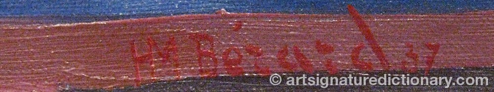 Authentic signature by Marius Honoré BERARD on  artwork