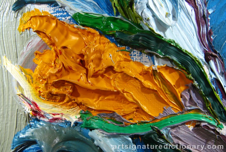 Close-up details showing Albin AMELIN signature forgery characteristics