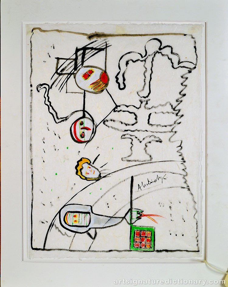 Close-up details showing Pierre ALECHINSKY signature forgery characteristics