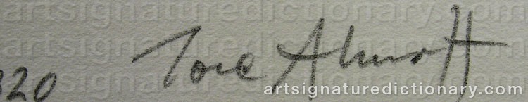 Authentic signature by Tore AHNOFF on artwork