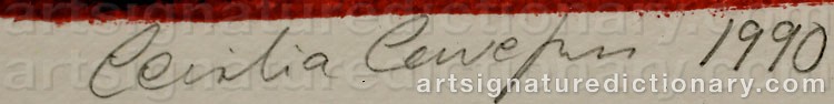 Authentic signature by Cecilia CAVEFORS on  artwork