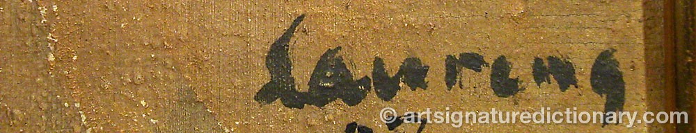 Authentic signature by Theodor LAURENG on artwork