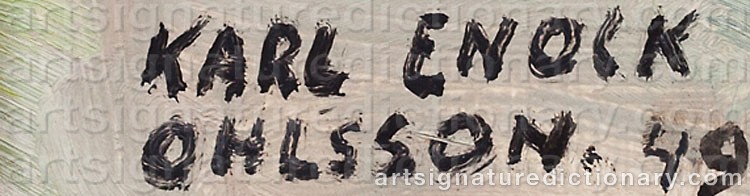 Authentic signature by Karl Enock OHLSSON on  artwork