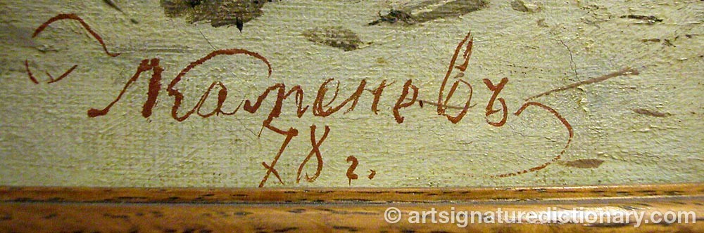 Authentic signature by Lev Lvovich KAMENEV on  artwork