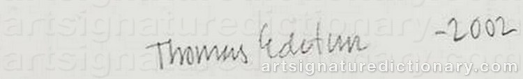 Authentic signature by Thomas EDETUN on Painting/Watercolour artwork