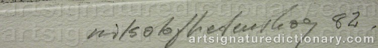 Authentic signature by Nils Olof HEDENSKOG on  artwork