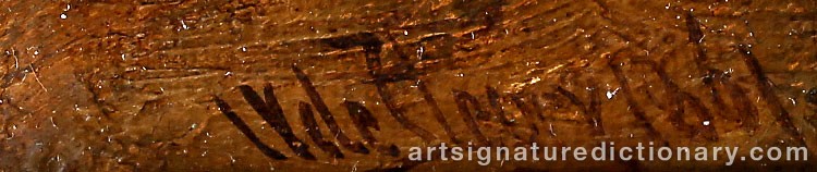 Authentic signature by James Vivien De FLEURY on artwork