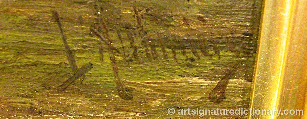 Authentic signature by Charles A. De L'AUBINIERE on  artwork