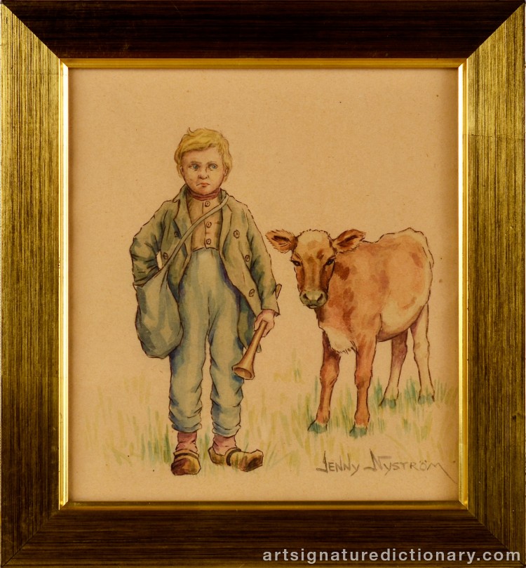 Close-up details showing Jenny NYSTRÖM signature forgery characteristics