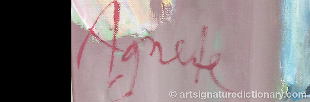 Authentic signature by Agnete BJERRE on artwork