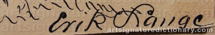 Authentic signature by Erik LANGE on  artwork