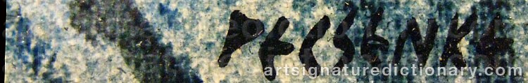 Authentic signature by Joe A. PECSENKE on  artwork