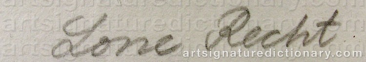 Authentic signature by Lone RECHT on  artwork