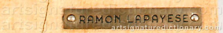 Authentic signature by Ramon LAPAYESE on  artwork