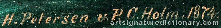 Authentic signature by Heinrich Andreas Sophus PETERSEN on  artwork