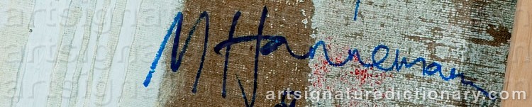 Authentic signature by Mette HANNEMANN on artwork