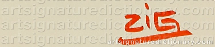 Authentic signature by Louis Gaudin ZIG on  artwork