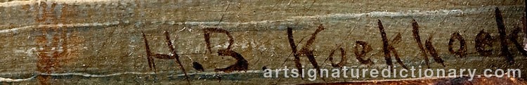 Authentic signature by Hendrik Barend KOEKKOEK on Painting/Watercolour artwork