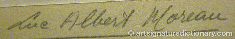 Authentic signature by Luc Albert MOREAU on  artwork