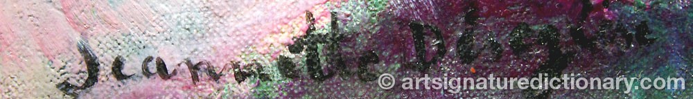 Authentic signature by Jeanette DÉSÉGLISE on  artwork