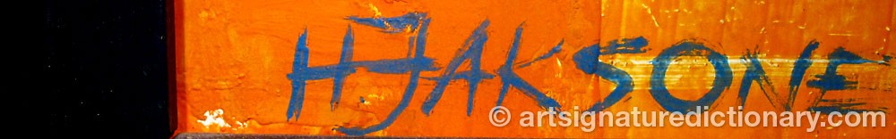 Authentic signature by Helga JAKSONE on artwork
