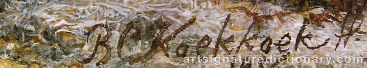 Authentic signature by Barend Cornelis KOEKKOEK on artwork
