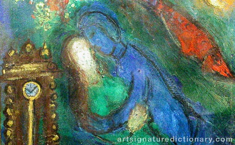 Close-up details showing Marc CHAGALL signature forgery characteristics