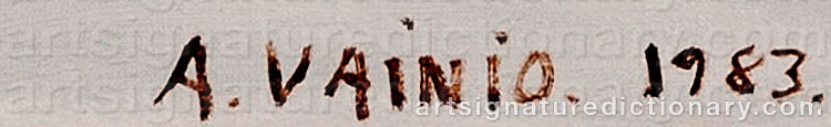 Authentic signature by Armas VAINIO on  artwork