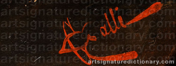 Authentic signature by Giuseppe GALLI on  artwork