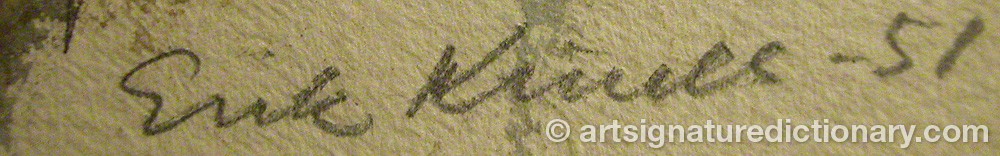 Authentic signature by Erik KINELL on artwork