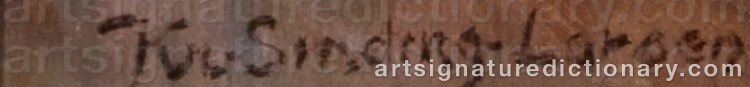 Authentic signature by Kristofer SINDING-LARSEN on  artwork
