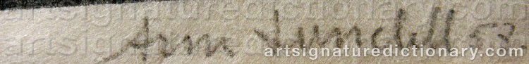 Authentic signature by Arne LUNDELL on  artwork