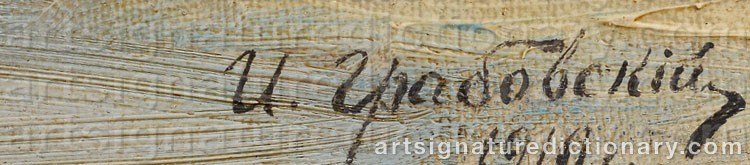 Authentic signature by Ivan Michajlovic GRABOVSKIJ on  artwork