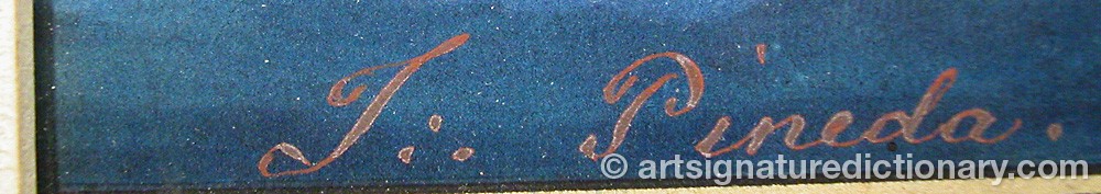 Authentic signature by José PINEDA on  artwork