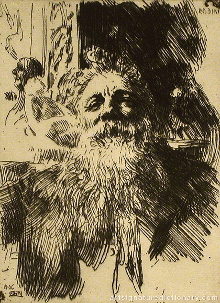 Close-up details showing Anders ZORN signature forgery characteristics