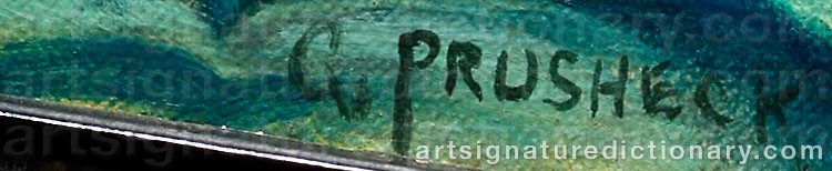 Authentic signature by Harvey Gregory PRUSHECK on Painting/Watercolour artwork