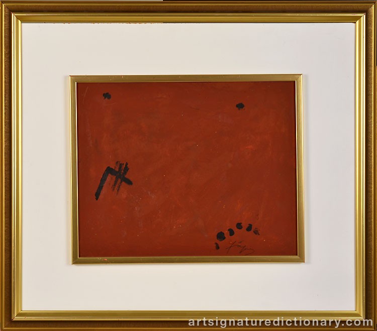 Close-up details showing Antoni TAPIES signature forgery characteristics
