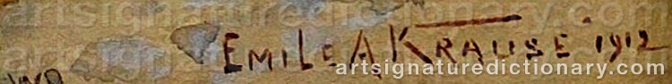 Authentic signature by Emil Axel KRAUSE on artwork