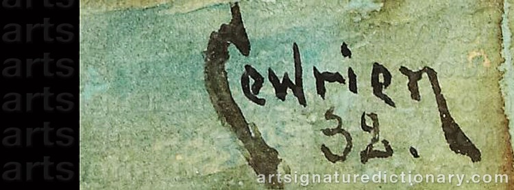Authentic signature by Birger Gustav Adolf CEWRIEN on  artwork