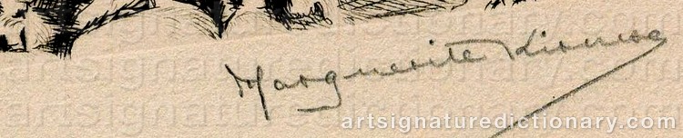 Authentic signature by Marguerite KIRMSE on Drawing/Graphic/Print artwork