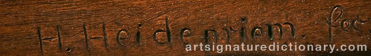 Authentic signature by Johann Hans HEIDEPRIEM on  artwork