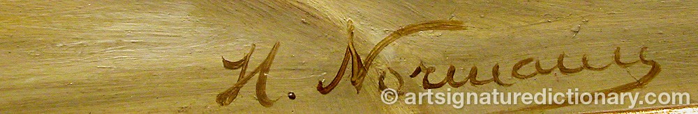 Authentic signature by Helga NORMANN on  artwork