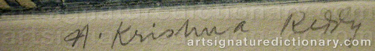 Authentic signature by Krishna REDDY on artwork